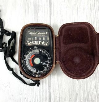 Vintage Weston Master Ii Universal Exposure Light Meter Model 735 & Leather Case