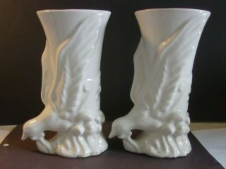 Set of Vintage Ceramic White Bird MORTON Pottery Vases - 2 vases 3