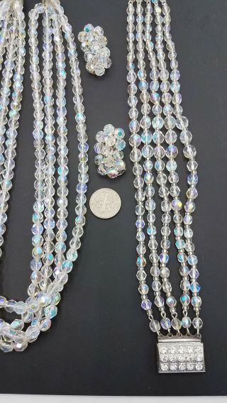 Set of Vintage Rhinestone Jewelry Necklace Bracelet Earrings LB2215 2