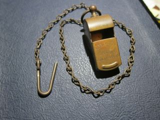 Vintage Wwii Military Regulation Us Army Brass Whistle With Chain