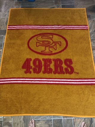 Vtg Biederlack San Francisco 49ers Reversible Stadium Blanket 72x57 Warm Throw