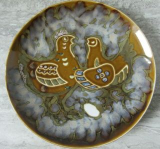 Old Vintage Ling Chi Jinzhou China Art Pottery Plate Charger 2 Chickens And Egg