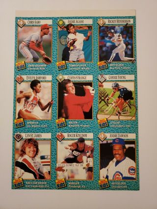 Rare 1989 Andre Agassi Rookie Rc Card Sports Illustrated For Kids Uncut Sheet.