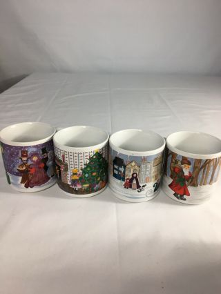 Vintage 1990 Grant Howard Christmas Theme Mugs Set Of 4