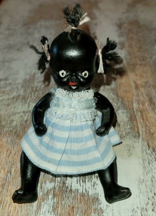 Vintage Black Americana Bisque Baby Doll 4 " Jointed Japan
