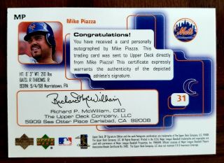 1999 Upper Deck SP Signature Edition Mike Piazza York Mets HOF Autograph 2