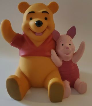 Vintage 1980s Disney Rubber Vinyl Winnie The Pooh Bear & Piglet Piggy Coin Bank