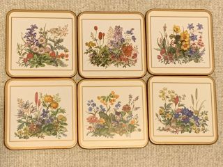 Vintage Pimpernel Coasters Meadow Flowers Set Of 6