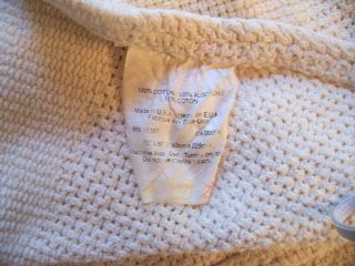 Vintage 100 Cotton Open Weave Thermal Cutter Blanket Cream 72 X 90 USA Made 3