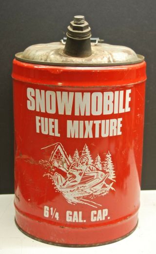 Vintage Snowmobile Fuel Gas Oil Mixture 6 1/4 Gallon Can Empty