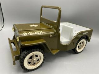Vintage Tonka Toys Metal Army Jeep With Metal Wheel Rims G - 2 - 2431