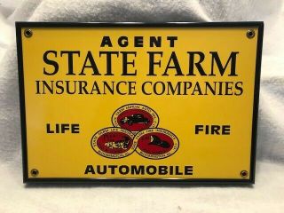 Vintage State Farm Mutual Insurance Auto Auto Home Life Two - Sided Metal Sign