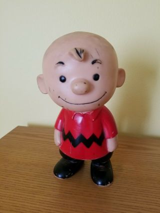 Vintage Peanuts Charlie Brown 9 " Polyvinyl Hungerford Figure Doll United Feature