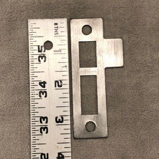 (1) Vintage 3 - 7/16” Cast Iron Door Mortise Lock Strike Plate Keeper Hardware