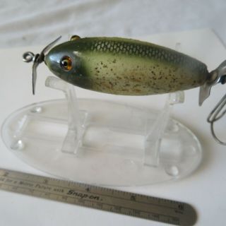 Fishing Lure Creek Chub 2¾ " Vtg.  Wood Glass Eye " Injured Minnow " Silver Flash
