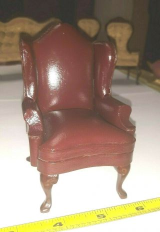 Bespaq Upholstered Leather Dollhouse Office Wing Back Chair