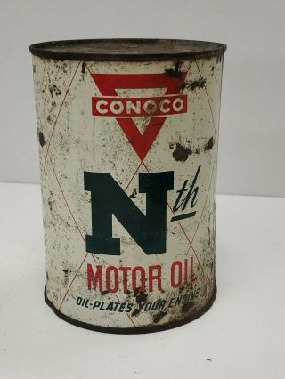 Vintage 1qt Conoco Nth Motor Oil Empty 1