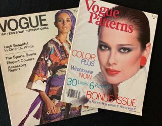 2 Vintage Vogue Pattern Magazines International April/may 1970 March/april 1979