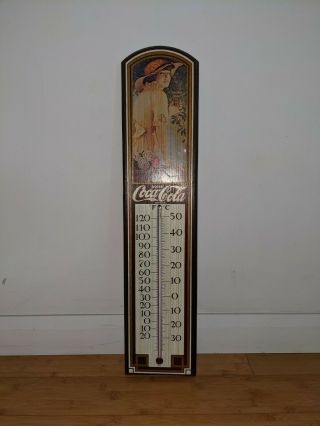 Coca Cola Ww1 Girl Wood Thermometer Sign By George Nathan Con.  Rare Vintage