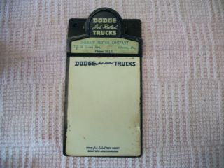 Vintage " Dodge Job - Rated Trucks " Metal Clip Board And Note Pad -