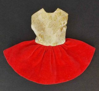 Vintage Ideal Tammy Skate Date 9177 Red Velvet Dress Gold Brocade Tagged