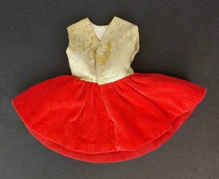 Vintage IDEAL TAMMY SKATE DATE 9177 Red Velvet Dress GOLD BROCADE TAGGED 2