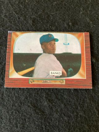 1955 Bowman 242 Ernie Banks Chicago Cubs Hof Premium Vintage Baseball Card