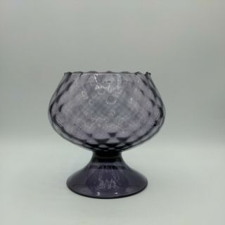 Vintage Amethyst Purple Brandy Snifter Diamond Optic Art Glass Vase Bowl