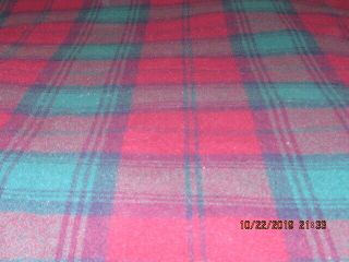 Vintage Faribo Burgundy Plaid 100 Merino Wool Blanket 51x47