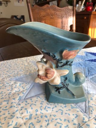 Vintage Roseville Usa Pottery,  Blue Cornucopia Magnolia 184 - 6 Arts & Crafts