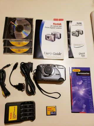 Vintage Kodak Dc280 Zoom Digital Camera With Software,  Cables & User 