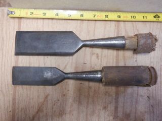 Two Vintage Wood Chisels,  2 Inch Lakeside Extra,  And 1 1/2 Inch Signed
