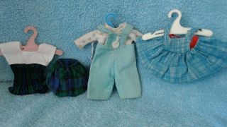 Vintage Vogue Ginny Doll Clothes Tag Body Suit Overalls Dress Top Pants Hangers