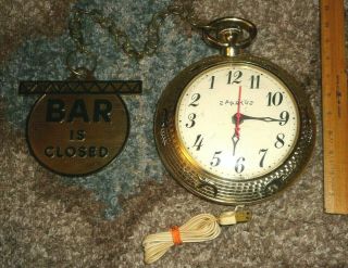 Vintage Spartus Backward Running Clock " Bar Is Open / Closed: