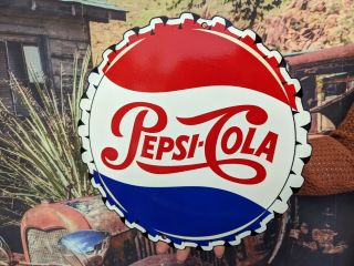 Vintage Old Pepsi Cola Porcelain Advertising Metal Sign Soda Pop Coke Beverage