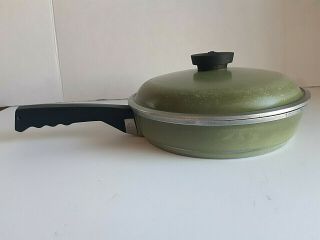 Vintage Aluminum Club Avocado Green 8 1/2” Skillet Fry Pan With Lid