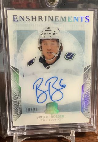 2017/18 The Cup Brock Boeser Rc Auto 10/99 Enshrinements Canucks Signed On Card