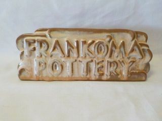 Vintage Frankoma Pottery Dealer Display Sign Table Shelf Desert Gold