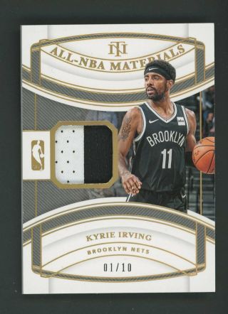 2019 - 20 Panini National Treasures Gold Kyrie Irving Nets Jersey 1/10
