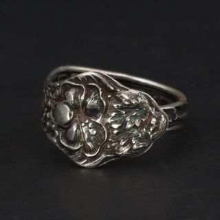Vtg Sterling Silver - Hawaiian Hibiscus Flower Spoon Handle Ring Size 8 - 4g