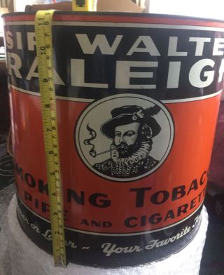 Vintage Sir Walter Raleigh Tobacco Country Store Display Large Tin