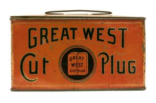 Rare 1910s Canadian " Great West Litho Lunch Pail Tobacco Tin In