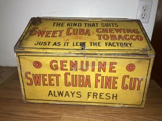 Large Counter Top Sweet Cuba Tobacco Tin Vary Rare