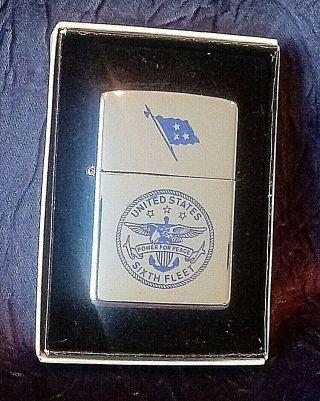 RARE NOS ZIPPO LIGHTER UNITED STATES SIXTH FLEET W.  N.  SMALL VICE ADMIRAL US NAVY 3