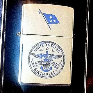 RARE NOS ZIPPO LIGHTER UNITED STATES SIXTH FLEET W.  N.  SMALL VICE ADMIRAL US NAVY 4