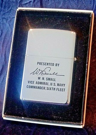 RARE NOS ZIPPO LIGHTER UNITED STATES SIXTH FLEET W.  N.  SMALL VICE ADMIRAL US NAVY 5