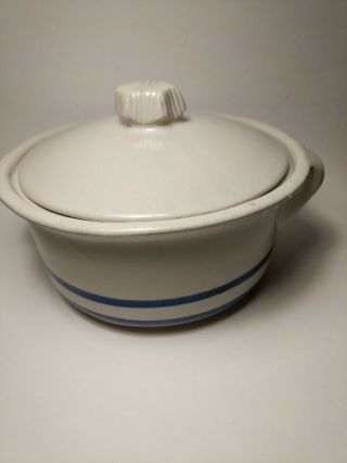 Vintage Roseville Pottery Crock Pot With Lid.  9 1/2 In Across And 4 In Tall