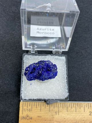 Lovely Azurite Specimen from Morocco in Thumbnail Box - Vintage Estate Find 2