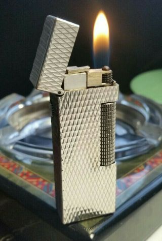 Newly Serviced With Dunhill Diamond Pattern Silver Rollagas Lighter