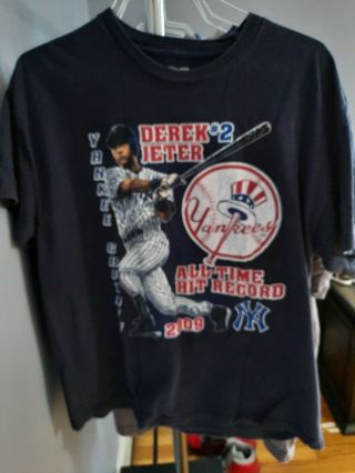 Vintage Derek Jeter 2009 Hits Record T Shirt Ny York Yankees Mlb Size Xl
